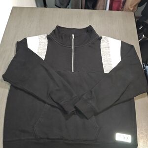 PINK Victoria's Secret Black and Gray Quarter  Zip-Up Sweater